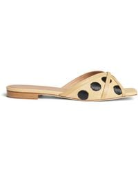 Malone Souliers - Raffia-Leather Perla Flat Mules - Lyst