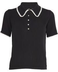 Maje - Crochet-Trim Knitted Polo Top - Lyst