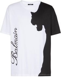 Balmain - Tiger Print Logo T-shirt - Lyst