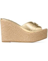 Jimmy Choo - Leda 100 Leather Wedge Sandals - Lyst