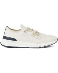 Brunello Cucinelli - Cotton-Blend Chiné-Knit Sneakers - Lyst