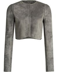 Alaïa - Suede Curved-Hem Cropped Jacket - Lyst