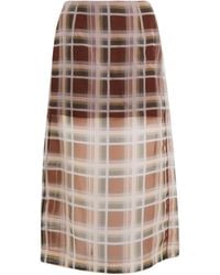 FRAME - Silk Plaid Midi Skirt - Lyst