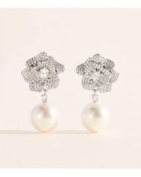 Self-Portrait - Mini Flower Embellished Earrings - Lyst
