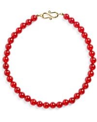 LIE STUDIO - Carnelian Beaded Mary Necklace - Lyst