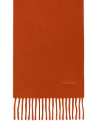 Max Mara - Wool Fringed Logo Scarf - Lyst