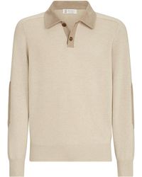 Brunello Cucinelli - Cashmere Suede-Collar Polo Sweater - Lyst