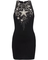 Balmain - Silk-blend Crystal-star Mini Dress - Lyst