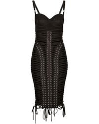 Dolce & Gabbana - Midi Dress With Eyelets And Lacing - Lyst