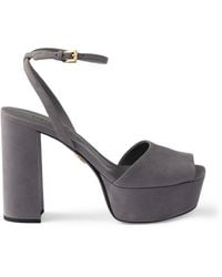 Prada - Suede Platform Sandals 115 - Lyst