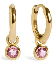 Monica Vinader - Vermeil And Tourmaline October Birthstone Huggie Earrings - Lyst