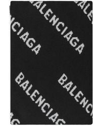 Balenciaga - Virgin Wool All-Over Logo Scarf - Lyst