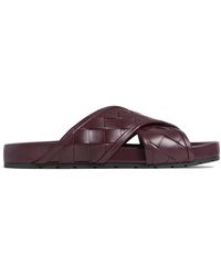 Bottega Veneta - Leather Intrecciato Tarik Slides - Lyst