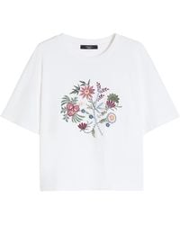 Weekend by Maxmara - Cotton Floral-Embroidered T-Shirt - Lyst