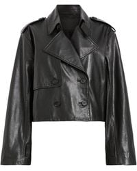 AllSaints - Leather Cropped Hendry Trench Coat - Lyst