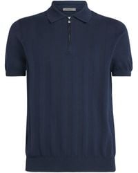 Corneliani - Zip-Detail Knitted Polo Shirt - Lyst