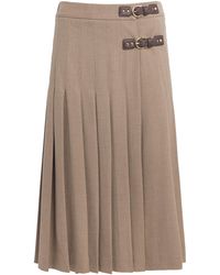 Maje - Pleated Buckle-Detail Midi Skirt - Lyst