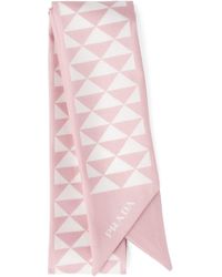 Prada - Silk Triangle Skinny Scarf - Lyst
