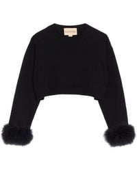 Valentino - Cashmere Feather-Trim Sweater - Lyst