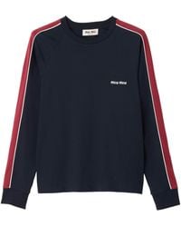 Miu Miu - Cotton Jersey Logo Sweater - Lyst