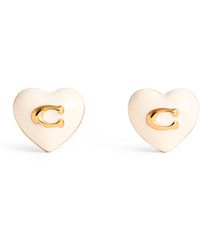 COACH - Enamel Heart Stud Earrings - Lyst