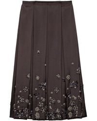 Prada - Silk-Wool Embroidered Skirt - Lyst