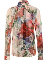 Dolce & Gabbana - Silk Chiffon Floral Shirt - Lyst