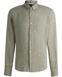 BOSS - Linen Shirt - Lyst
