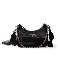 Prada - Re-Edition 2005 Mesh And Brushed Leather Bag - Lyst