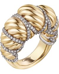 Cartier - Yellow Gold And Diamond Libre Tressage Ring - Lyst