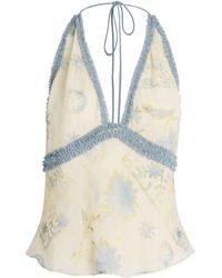 SIR. - Satin Floral Cecile Halterneck Top - Lyst
