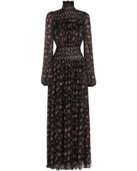 Dolce & Gabbana - Floral-Print Long Chiffon Dress - Lyst