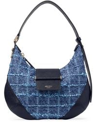 Jimmy Choo - Leather-Denim Bar Shoulder Bag - Lyst