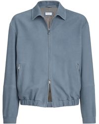 Brunello Cucinelli - Nubuck Leather Zip-Up Jacket - Lyst