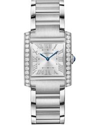 Cartier - Stainless Steel And Diamond Tank Française Watch 32Mm - Lyst