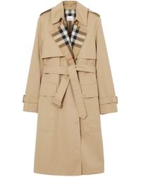 Burberry - Cotton Gabardine Check-Collar Trench Coat - Lyst