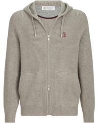 Brunello Cucinelli - Cashmere Rib-Knit Zip-Up Cardigan - Lyst