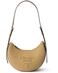 Prada - Crochet-Leather Small Arqué Shoulder Bag - Lyst