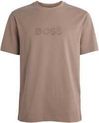 BOSS - Cotton Textured Logo T-Shirt - Lyst