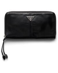 Prada - Leather Zip-Around Wallet - Lyst