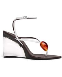 Alaïa - Leather Invisible Jewel Wedge Sandals 90 - Lyst
