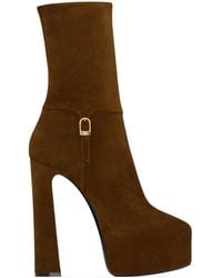 Saint Laurent - Suede Nico Ankle Boots 105 - Lyst