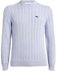 Lacoste - Organic Cotton-blend Cable-knit Sweater - Lyst