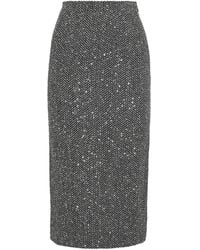 Alessandra Rich - Tweed Embellished Midi Pencil Skirt - Lyst