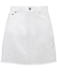 JW Anderson - Denim Crystal-embellished Mini Skirt - Lyst