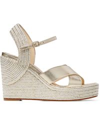 Jimmy Choo - Dellena 100 Leather Wedge Sandals - Lyst