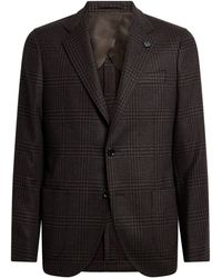 Lardini - Virgin Wool-Cashmere Check Blazer - Lyst