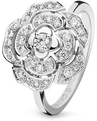 Chanel - White Gold And Diamond Camélia Ring - Lyst