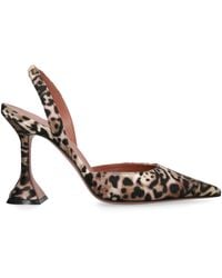 AMINA MUADDI - Satin Leopard Print Holli Slingback Heels 95 - Lyst