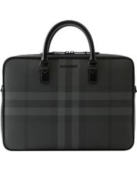 Burberry - Charcoal Check Slim Ainsworth Briefcase - Lyst